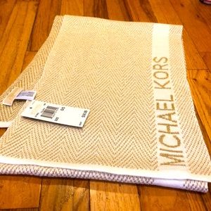 Michael Kors cream metallic gold scarf
